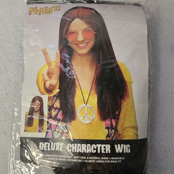SPIRIT Deluxe Character Wig Hippie Straight Middle Part Brown - Picture 1 of 3
